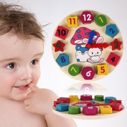 Horloge de puzzle en bois avec 12 numéros - jouet