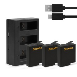 Batteria AHDBT-501 - caricabatteria USB a tre e doppie porte per GoPro 7 /6 / 5 Action Camera