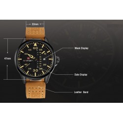 NAVIFORCE - cinturino in pelle - orologio al quarzo