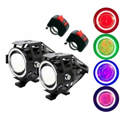 U7 Angel Eye motorcycle LED headlight with switch - fog lamp - CREE chip 3000LM - 2 piecesLights