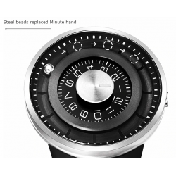Rotation balle - montre quartz en acier inoxydable avec bracelet en silicone
