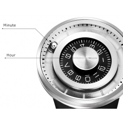Rotation balle - montre quartz en acier inoxydable avec bracelet en silicone