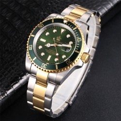 Montre homme de luxe - lunette rotative - verre saphir - montre en acier inoxydable