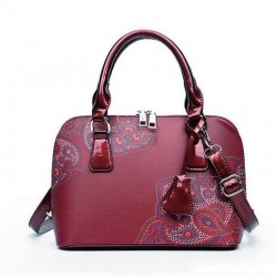 Leather bag with floral printHandbags