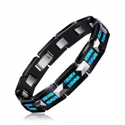 Tungstène naturel opal - acier noir bracelet en céramique