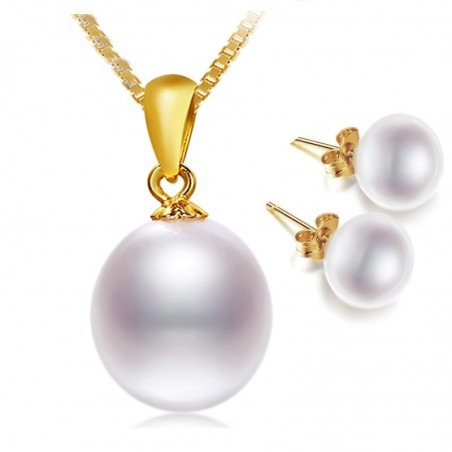 Elegant gold necklace with pearl & earringsJewellery Sets