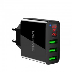 3.4A smart fast 3 porte USB caricatore con display a LED - EU plug