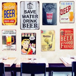 SAVE WATER DRINK BEER poster in metallo vintage - Adesivo murale