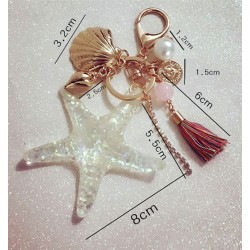 Keychain with starfish & pearlsKeyrings