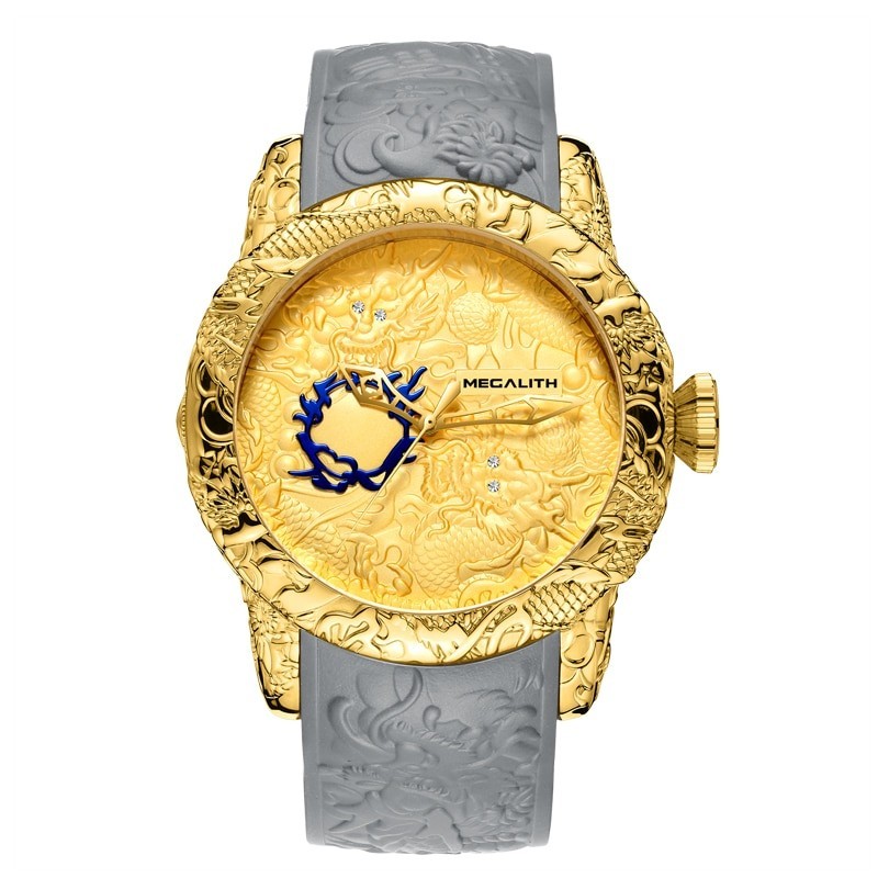 Orologio impermeabile di lusso con scultura di drago