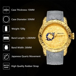 Orologio impermeabile di lusso con scultura di drago