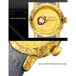 Orologio impermeabile di lusso con scultura di drago