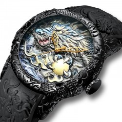 Orologio al quarzo impermeabile di lusso con scultura di drago