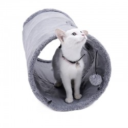 Foldable pets suede tunnel avec bille & structure en acier