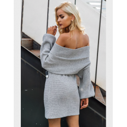 Off-shoulder knitted dress - loose sweaterDresses