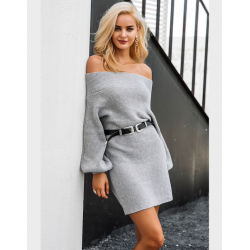 Off-shoulder knitted dress - loose sweaterDresses
