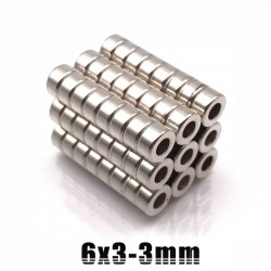 N35 - magnete al neodimio - anello forte con foro - 6 * 3 * 3mm - 50 pezzi