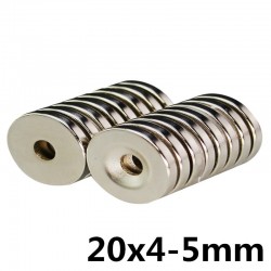 N35 magnete cilindro neodimio - super forte - foro controbilanciato - 20 * 4 * 5mm 10 pezzi