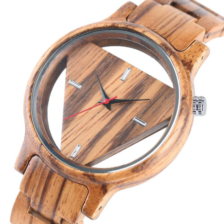 Triangle géométrique - montre Quartz en bois - unisexe