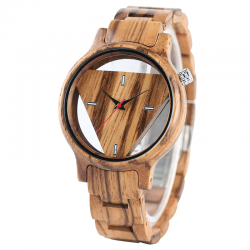 Triangle géométrique - montre Quartz en bois - unisexe