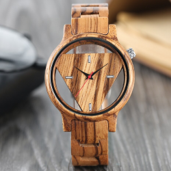 Triangolo geometrico - orologio al quarzo in legno - unisex