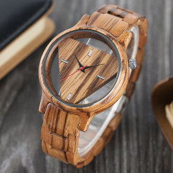 Triangle géométrique - montre Quartz en bois - unisexe