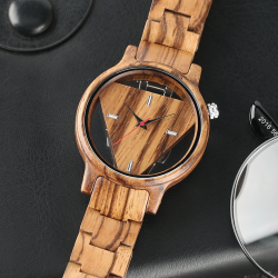 Triangolo geometrico - orologio al quarzo in legno - unisex