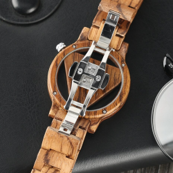 Triangle géométrique - montre Quartz en bois - unisexe