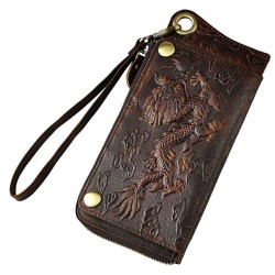 Dragon design - portafoglio in pelle multifunzione con cinturino e cerniera