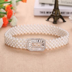 Elegante cintura elastica con perle e cristalli