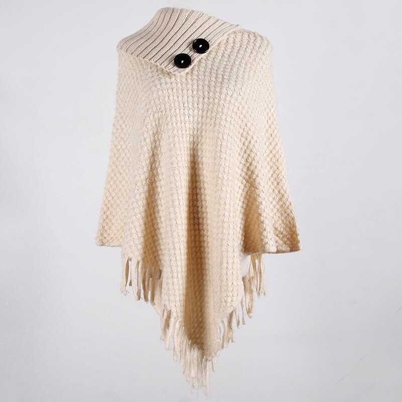 pullover a maglia con nappe - poncho con bottoni - scialle