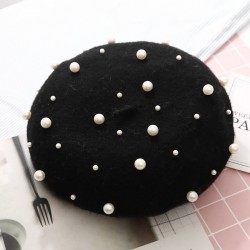 Elegante berretto di lana con perle - cappello