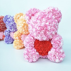 Ours rose - ours fait de roses infinies avec un coeur - 25cm - 35cm