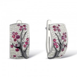 Fiori rosa - orecchini di lusso con zirconi cubici