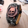 Orologio al quarzo con teschio - cinturino in pelle - unisex