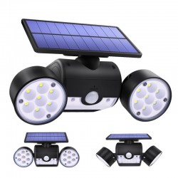 30 LED - lampe solaire double tête - projecteur - capteur de mouvement PIR - lumière d'angle réglable - étanche