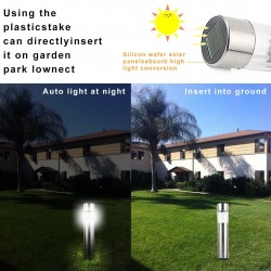 Lampada da giardino solare LED in acciaio inox - bastone impermeabile