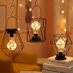 Lanterna in ferro battuto Vintage - luce notturna - lampada da tavolo LED