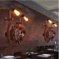 Loft style industrial gear - lampada da parete vintage