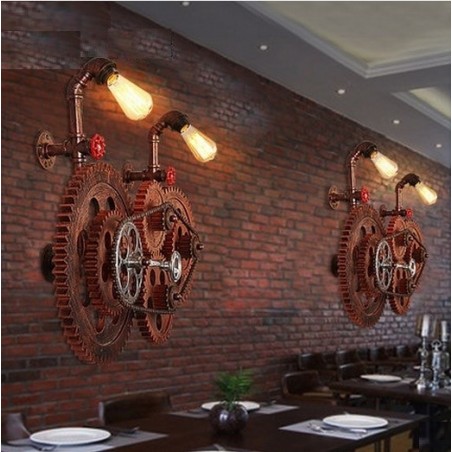 Loft style industrial gear - lampada da parete vintage