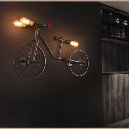 Pipa per bicicletta e acqua - vintage LED Edison luce - lampada da parete